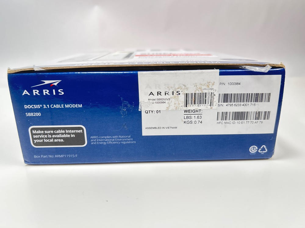 ARRIS (SB8200) – Cable Modem – Fast DOCSIS 3.1