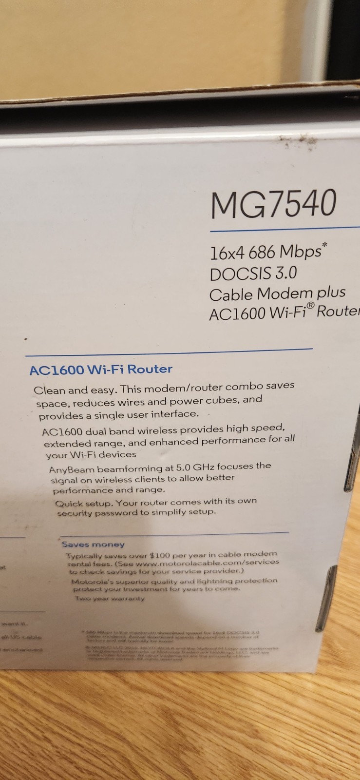 Motorola MG7540-10 16×4 Cable Modem – Black