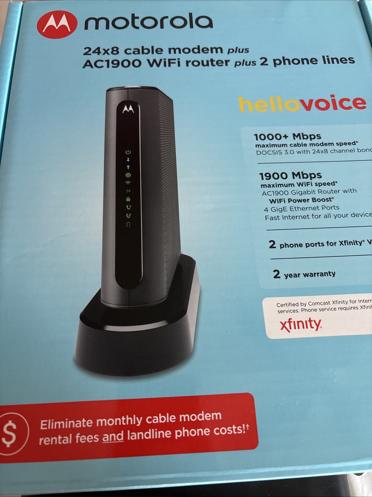 Motorola MT7711 24X8 Cable Modem and AC1900 Dual Band Wi-Fi Gigabit Router