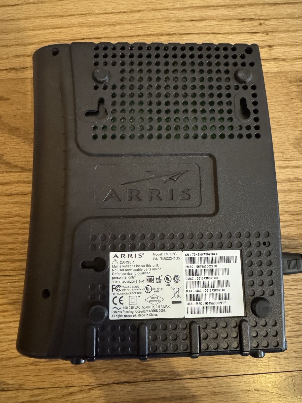 Arris Model TM502G Touchstone Telephony Modem