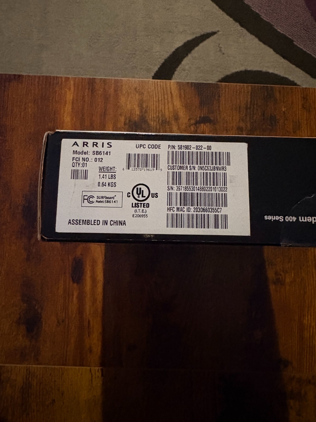 Motorola Arris SURFboard Modem 400 Series SB6141 343 Mbps DOCSIS 3.0 Ethernet