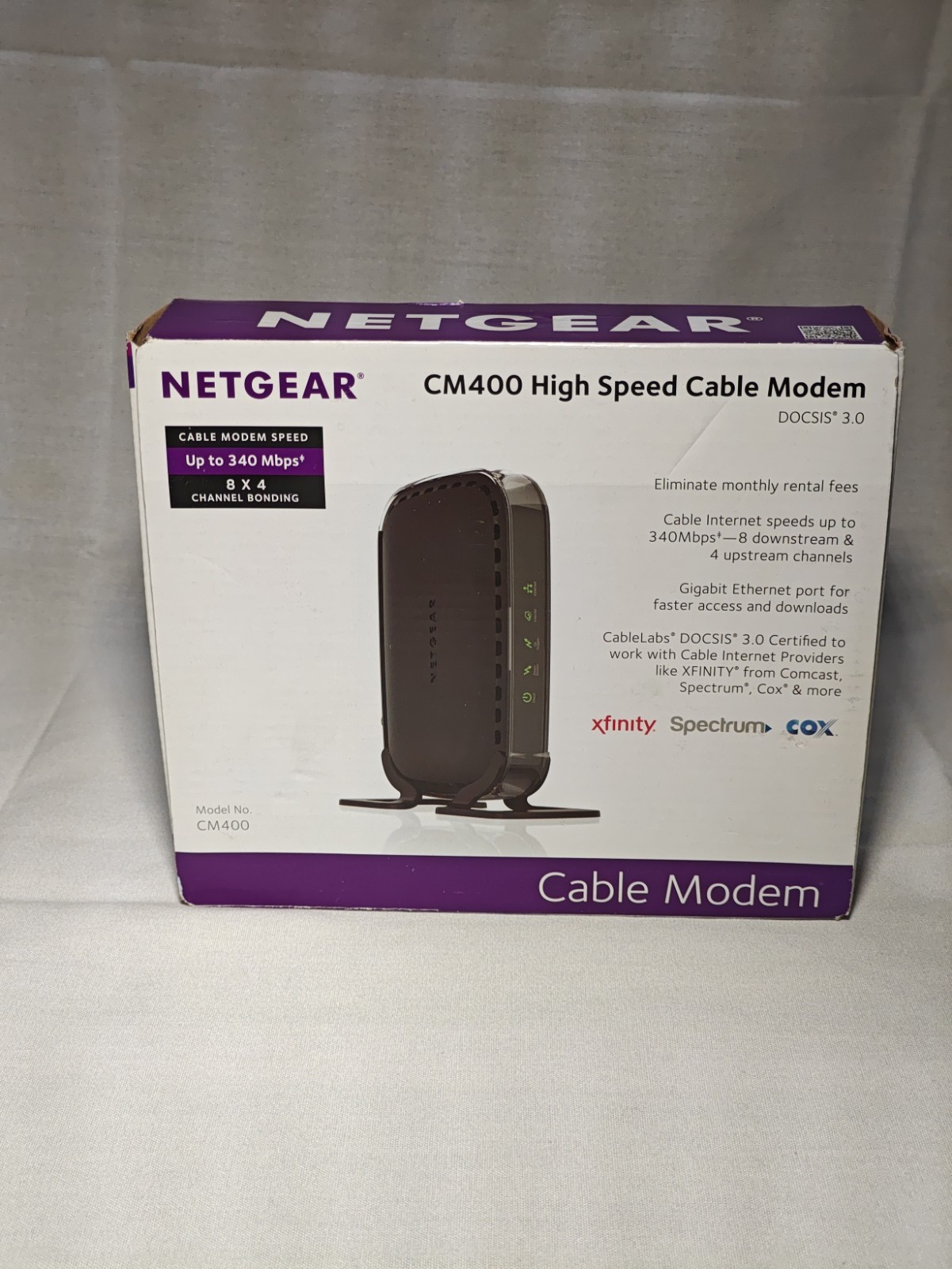 NETGEAR CM400 DOCSIS 3.0 Cable Modem 340 Mbps IPv6 Xfinity Spectrum Cox