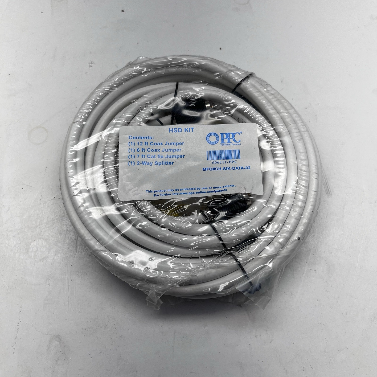 PPC 606211-PPC HSD Kit 12ft/6ft Coax Jumper/7ft Cat 5e Jumper/2-Way Splitter B1