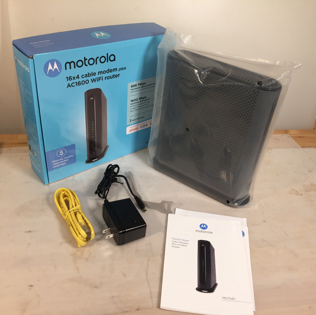 Motorola MG7540 16×4 DOCSIS 3.0 686 Cable Modem WiFi Router Xfinity Cox Spectrum
