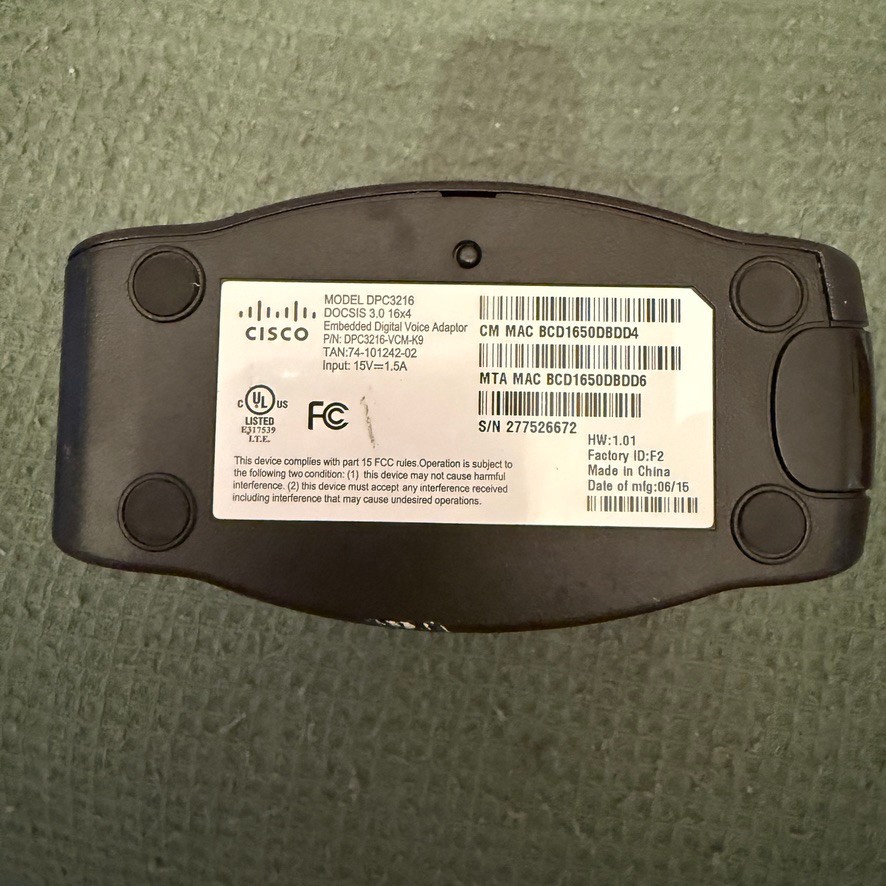 Cisco DPC3216 DOCSIS 3.0 Cable Modem 16×4 340Mbps Xfinity Cox Spectrum TESTED