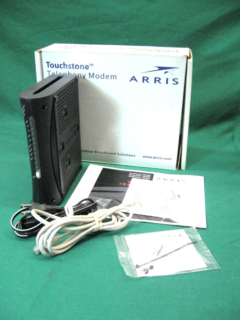 ARRIS TM402P cable PC MAC modem USB ethernet VOIP tele phone phony, CD