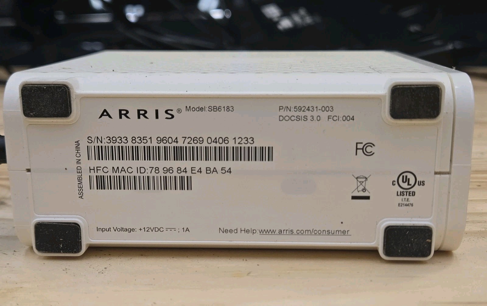 Arris Surfboard SB6183 Cable Modem DOCSIS 3.0 White – Xfinity Spectrum Cox