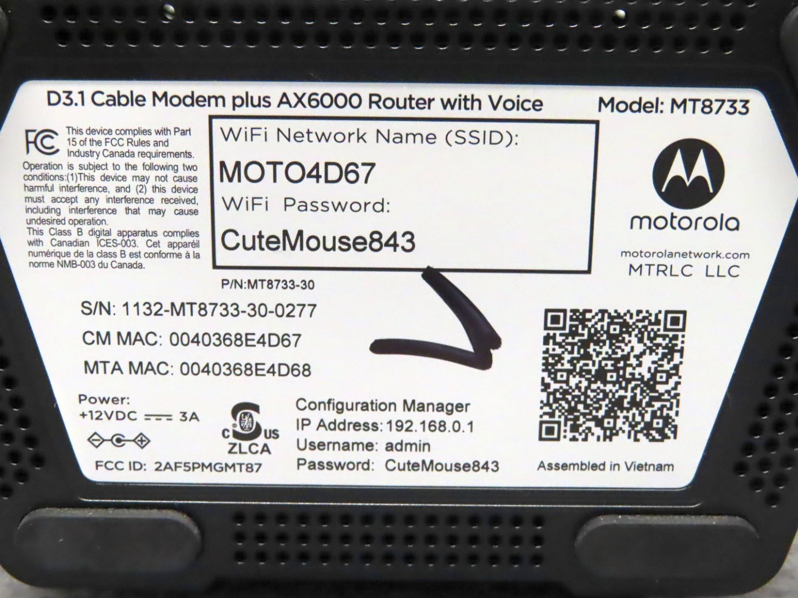 Motorola – MT8733 DOCSIS 3.1 Modem + AX6000 Router with Voice for Xfinity