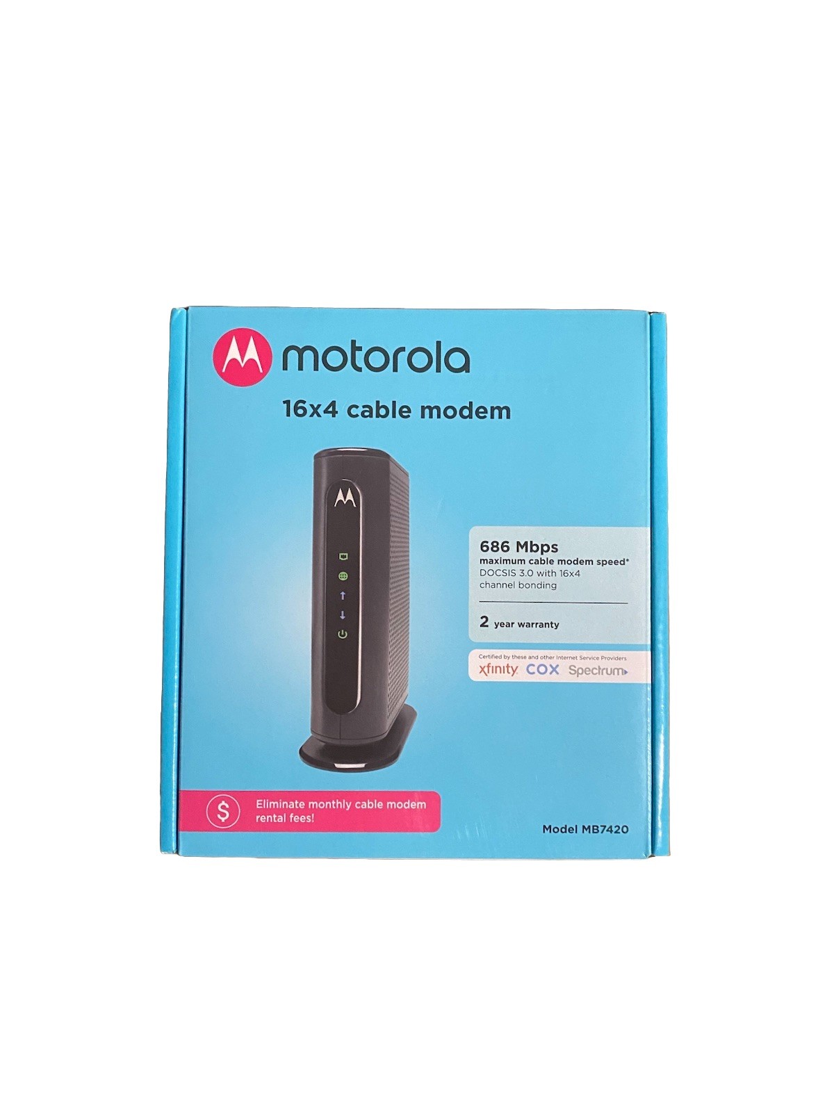 Motorola MB7420-10 16×4 686 Mbps DOCSIS 3.0 Cable Modem New Open Box