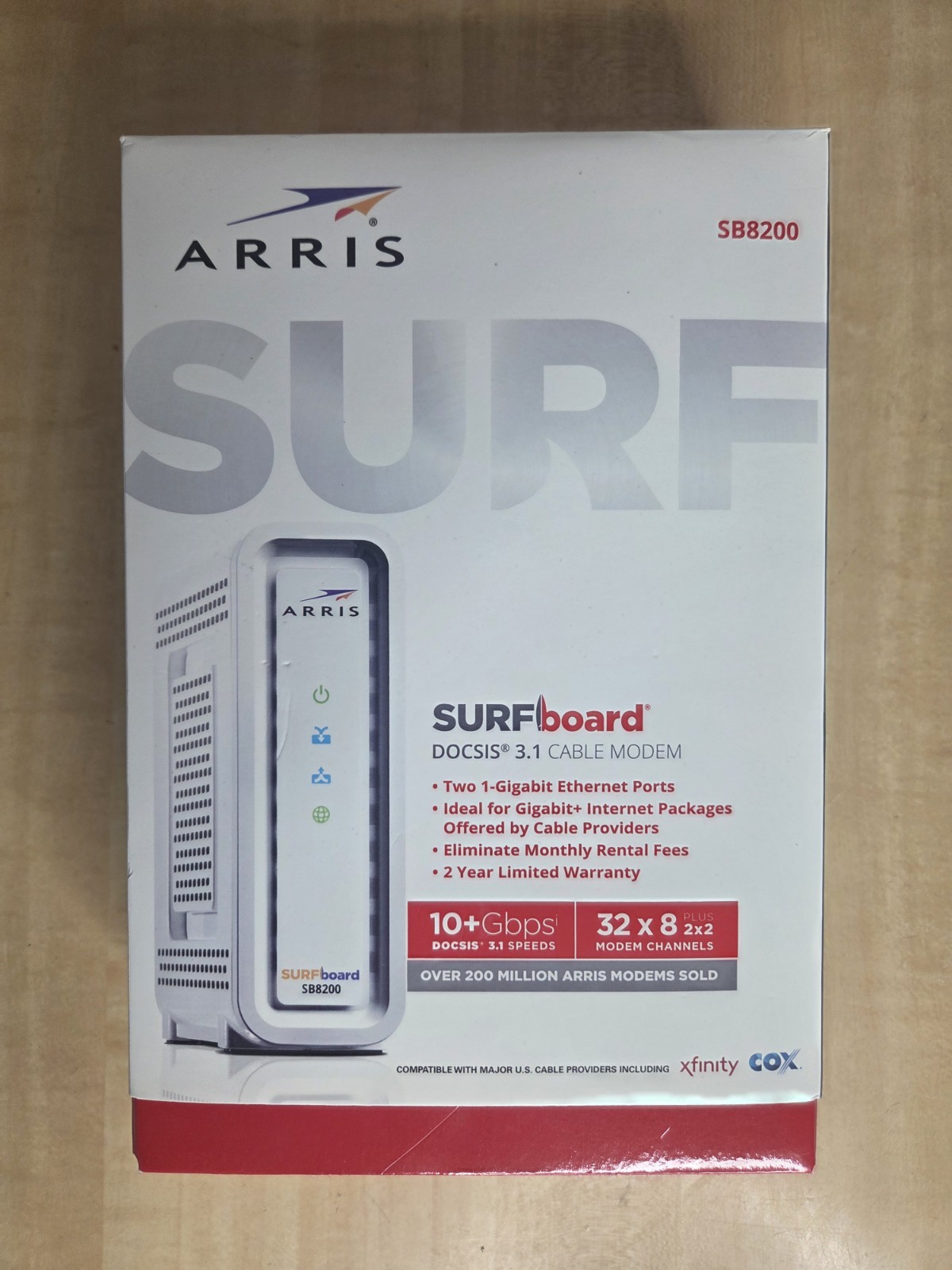 ARRIS SURFboard SB6190 DOCSIS 3.1 Cable Modem 10+ Gbps 2×2 Gigabit White
