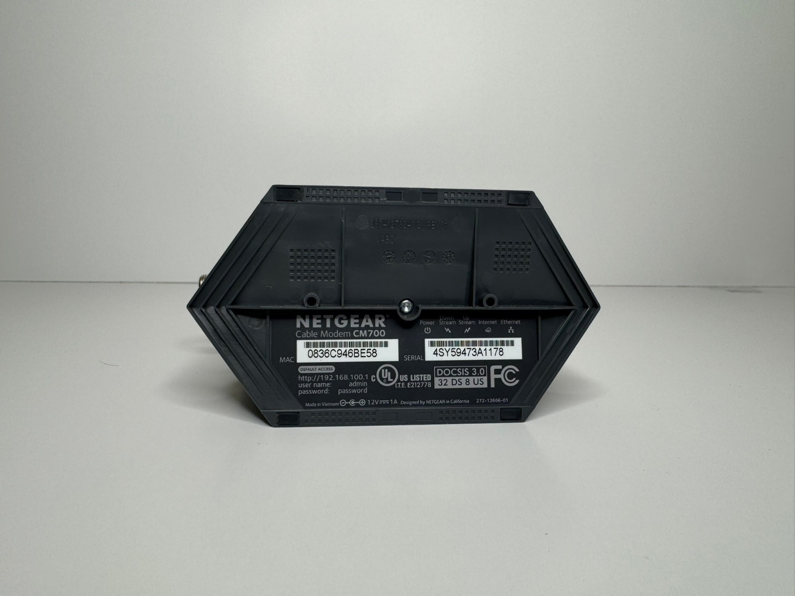NETGEAR CM700-100NAS Cable Modem – Used, Tested