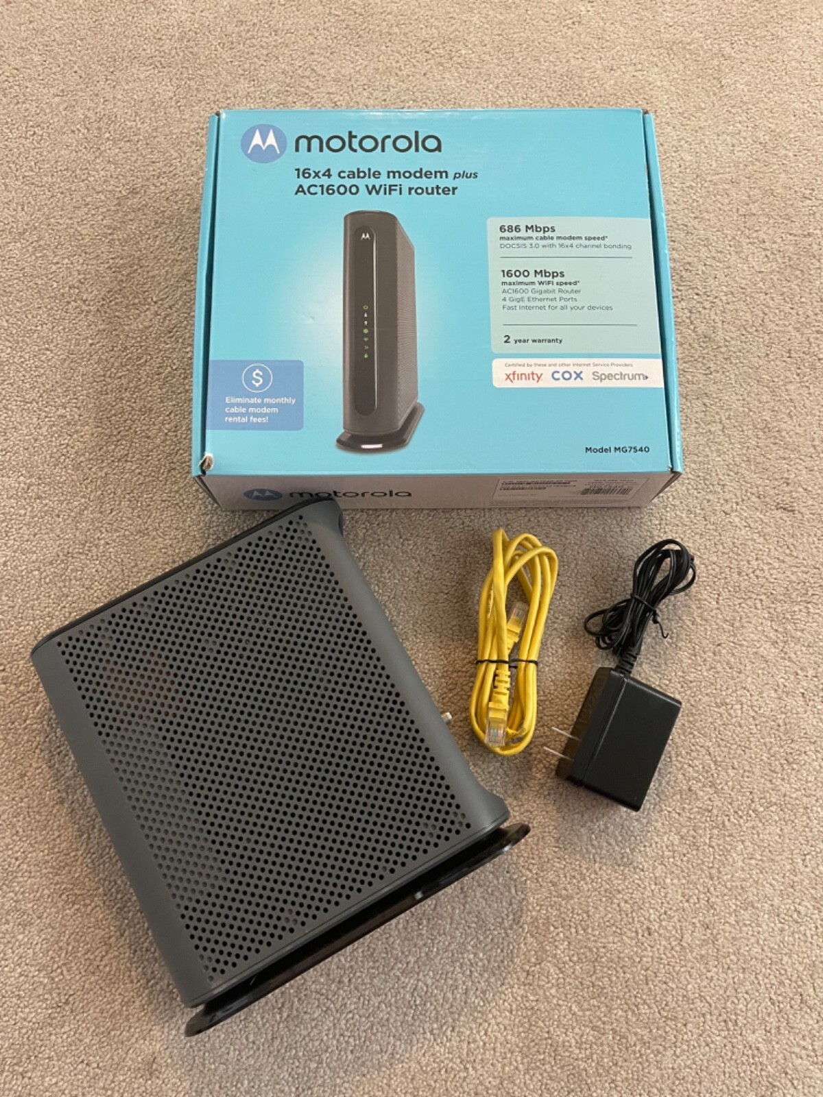 Motorola MG7540-10 16×4 Cable Modem – Black