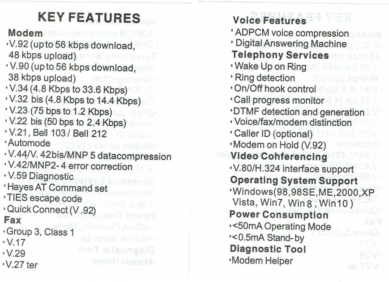 Versatile USB Dial-Up Modem – 56K Speed Compatible with Major Windows Versions