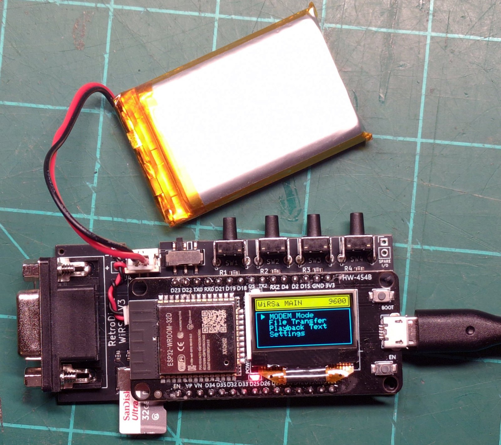 WiRSa v3 Wifi RS232 Serial Modem adapter with SD Reader, SLIP, PPP, Telnet