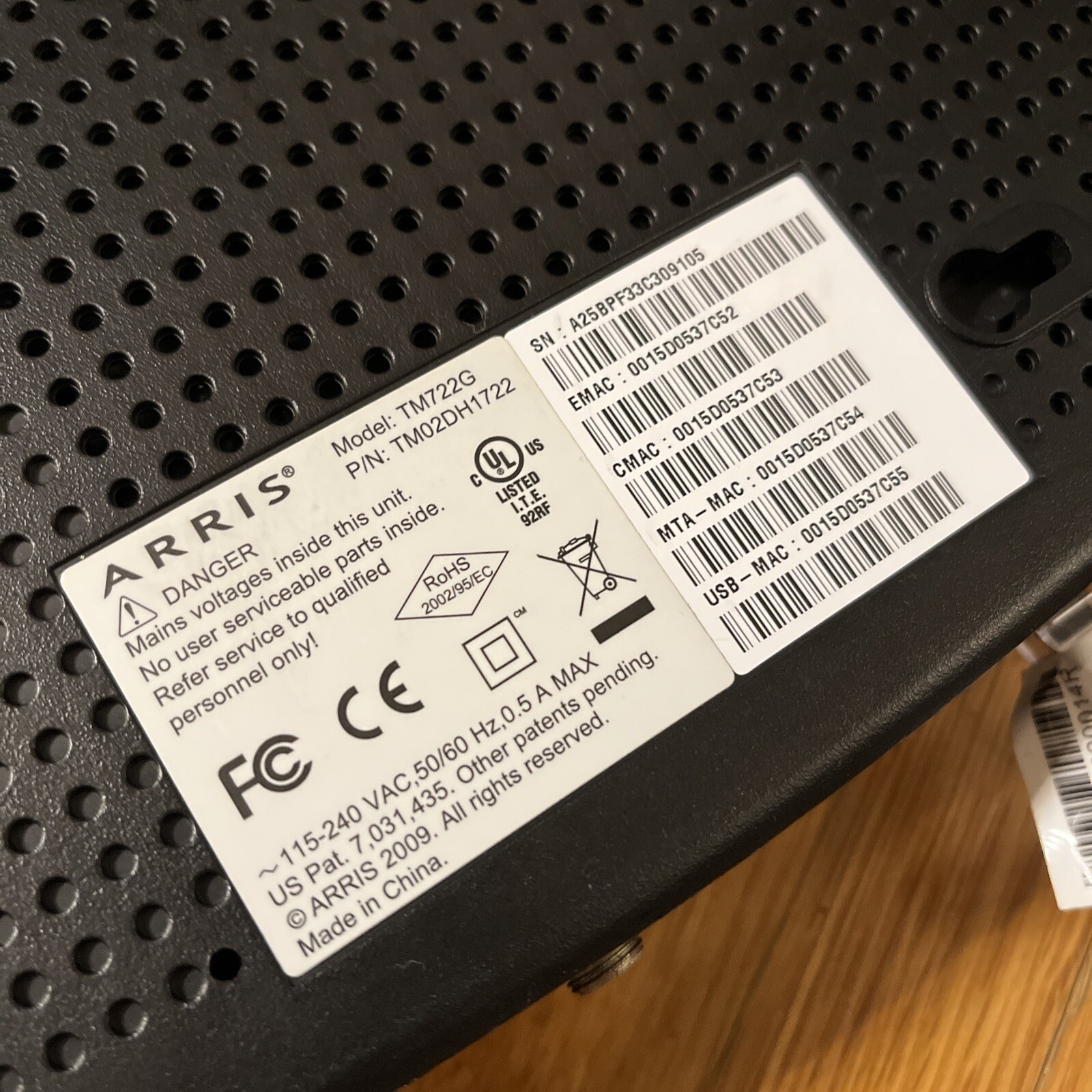 ARRIS Touchstone TM722G Telephony Cable Modem DOCSIS 3.0 Comcast – AM G3B