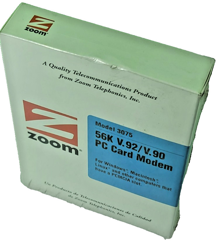 New Vintage Zoom 3075 56k V.92/V.90 PC Card Modem. PCMCIA