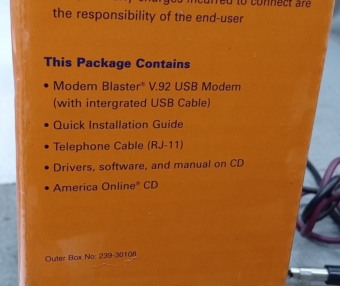 1 QTY Unopened Creative Modem Blaster USB 56Kbps V.92 Serial Windows XP 2000
