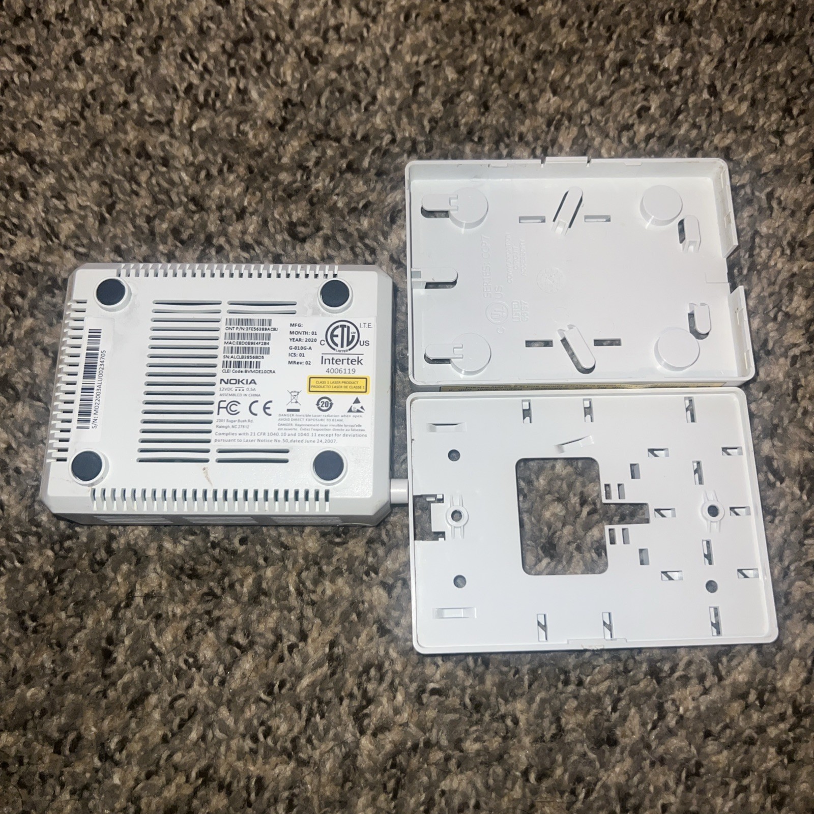 Nokia Intertek Fiber Optix Ethernet AT&T G-010G-A #4006199 2020 + Wall Plates Wh