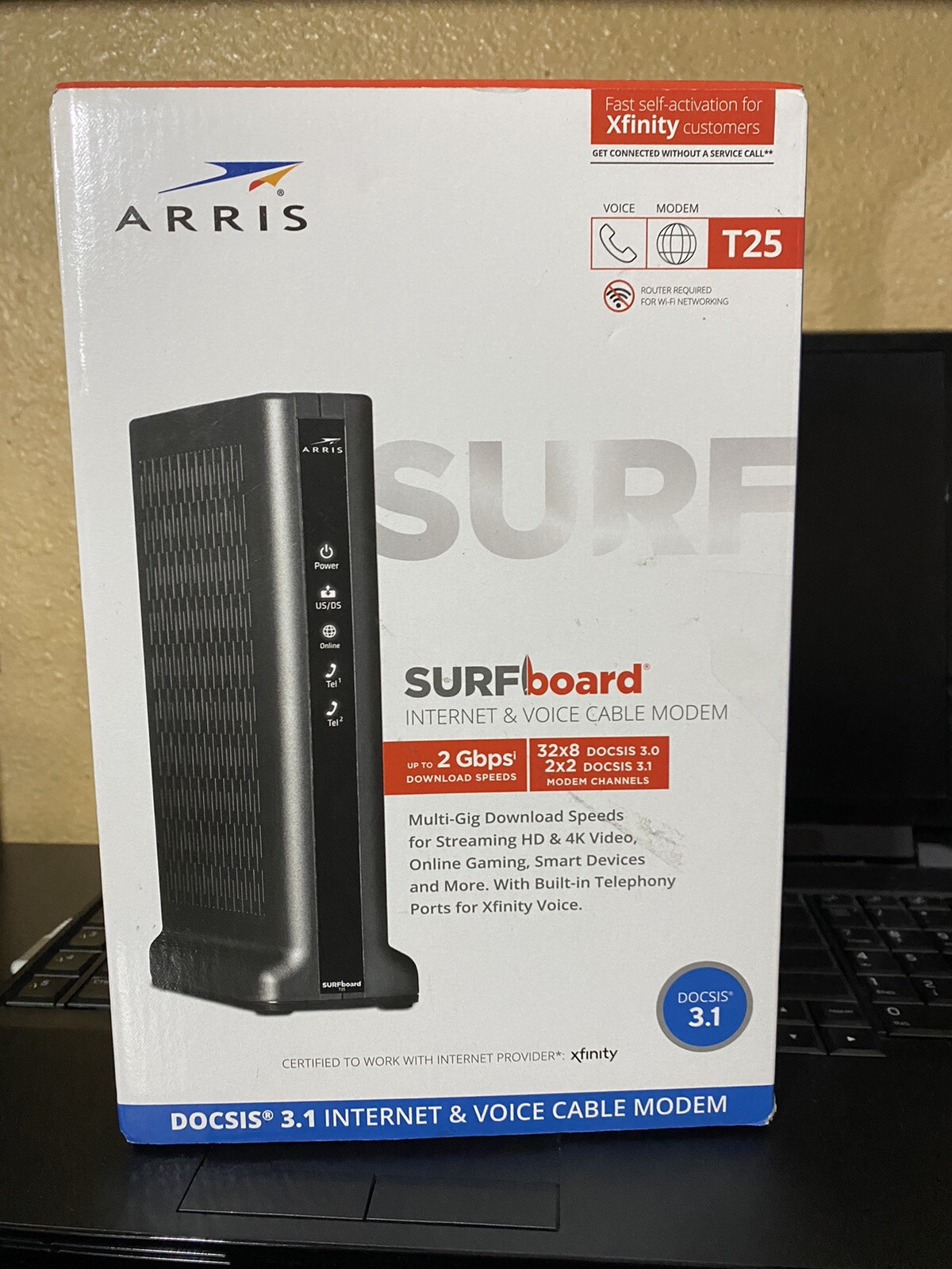 ARRIS T25 DOCSIS 3.1 Gigabit Cable Modem for Xfinity Internet & Voice – Black