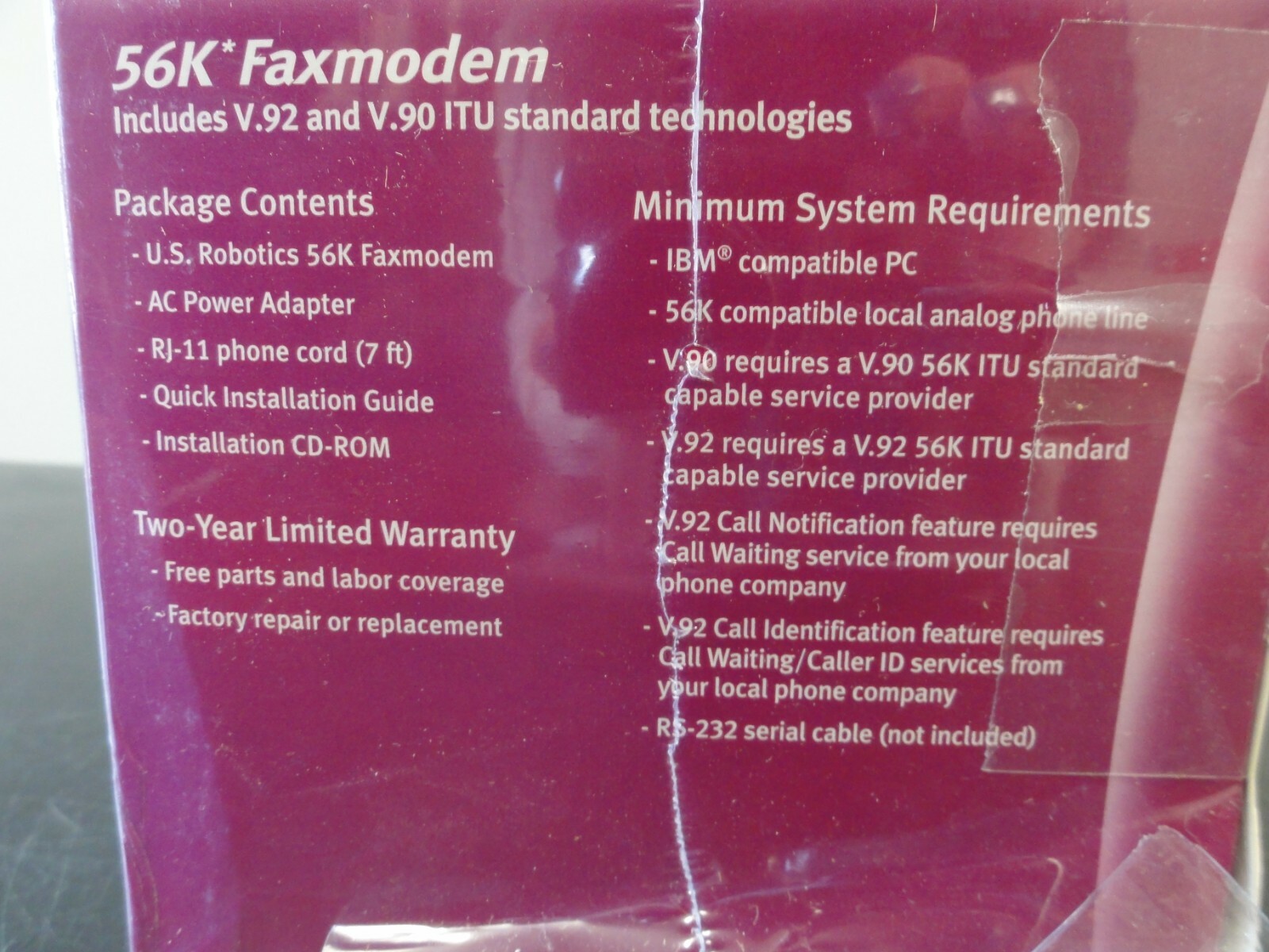 U.S Robotics USR 5686E 56K Faxmodem Modem Band