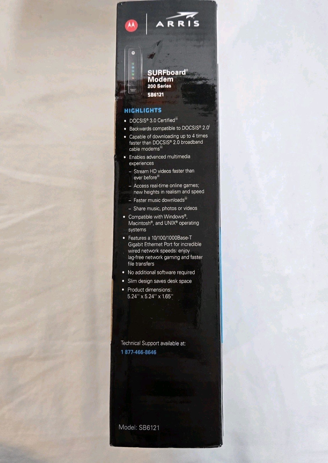 Motorola Arris SURFboard SB6121 DOCSIS 3.0 Cable Modem – Black W/AC Adapter