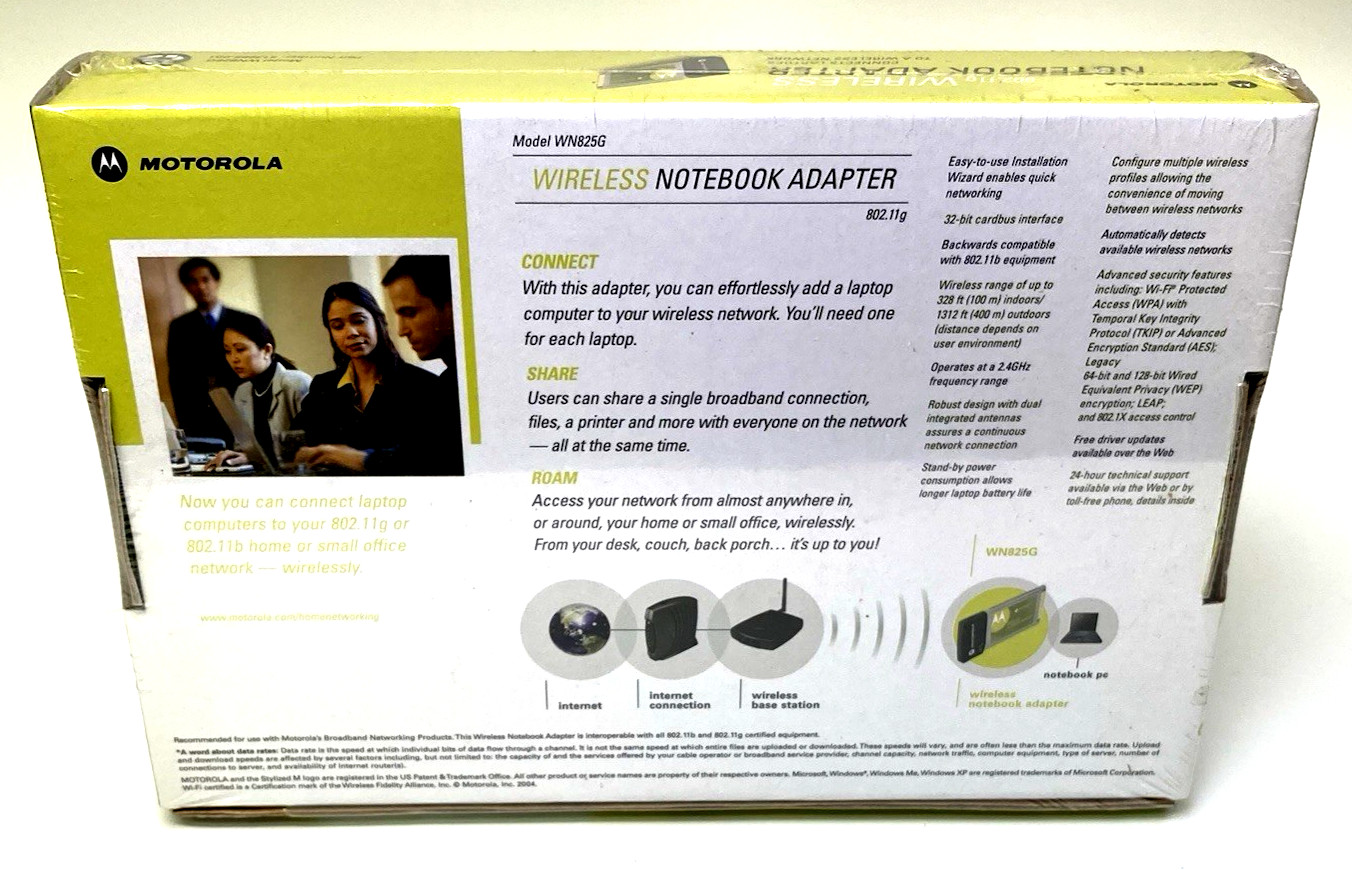 Motorola 802.11G Wireless Notebook Adapter, WN825G New, Sealed, Free Shipping