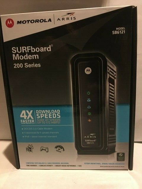 ARRIS SURFboard SB6121 DOCSIS 3.0 Cable Modem 4×4 Motorola with power and cable