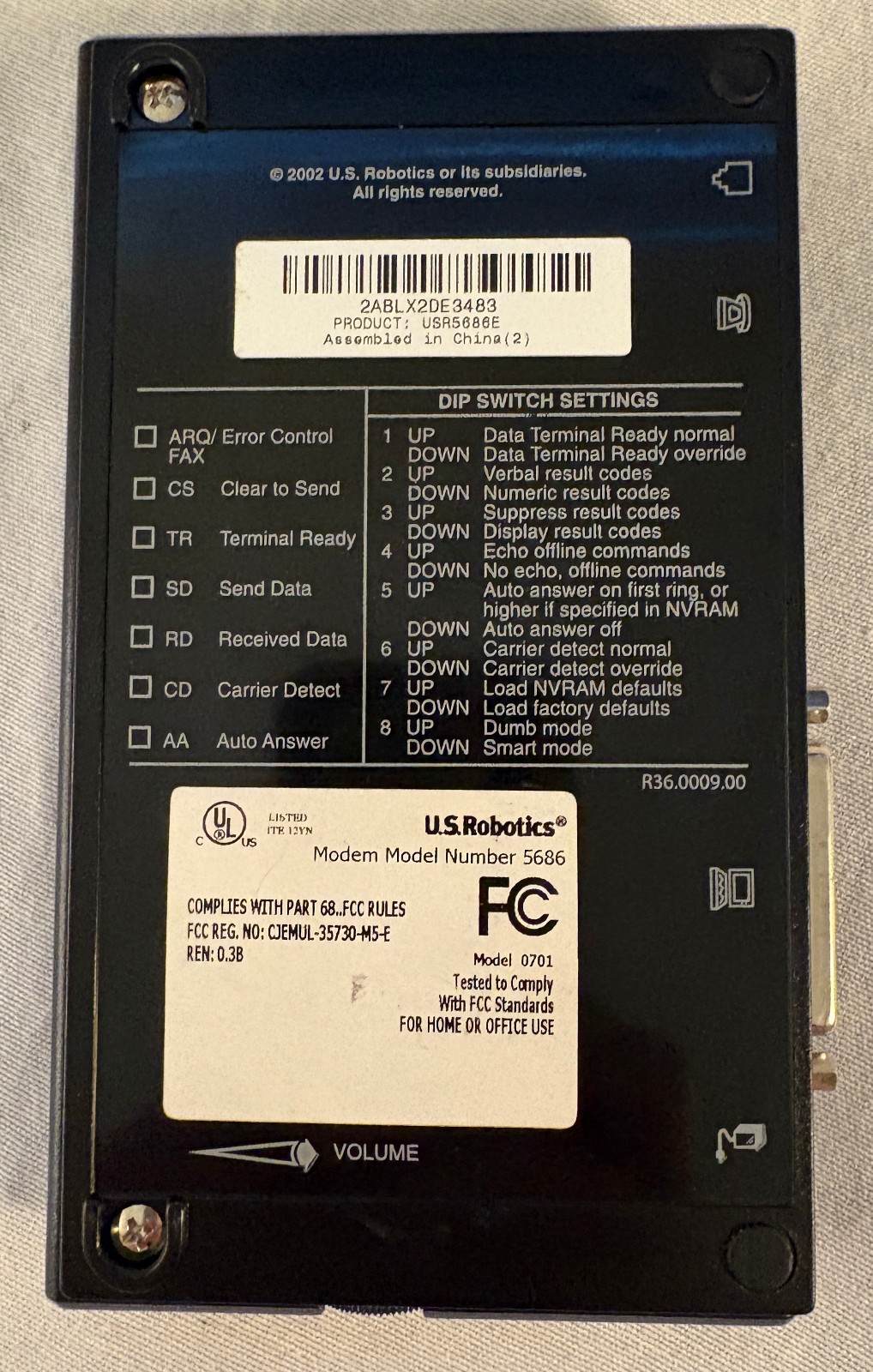 U.S. Robotics V.92 – USR5686G 56K Serial Controller Faxmodem