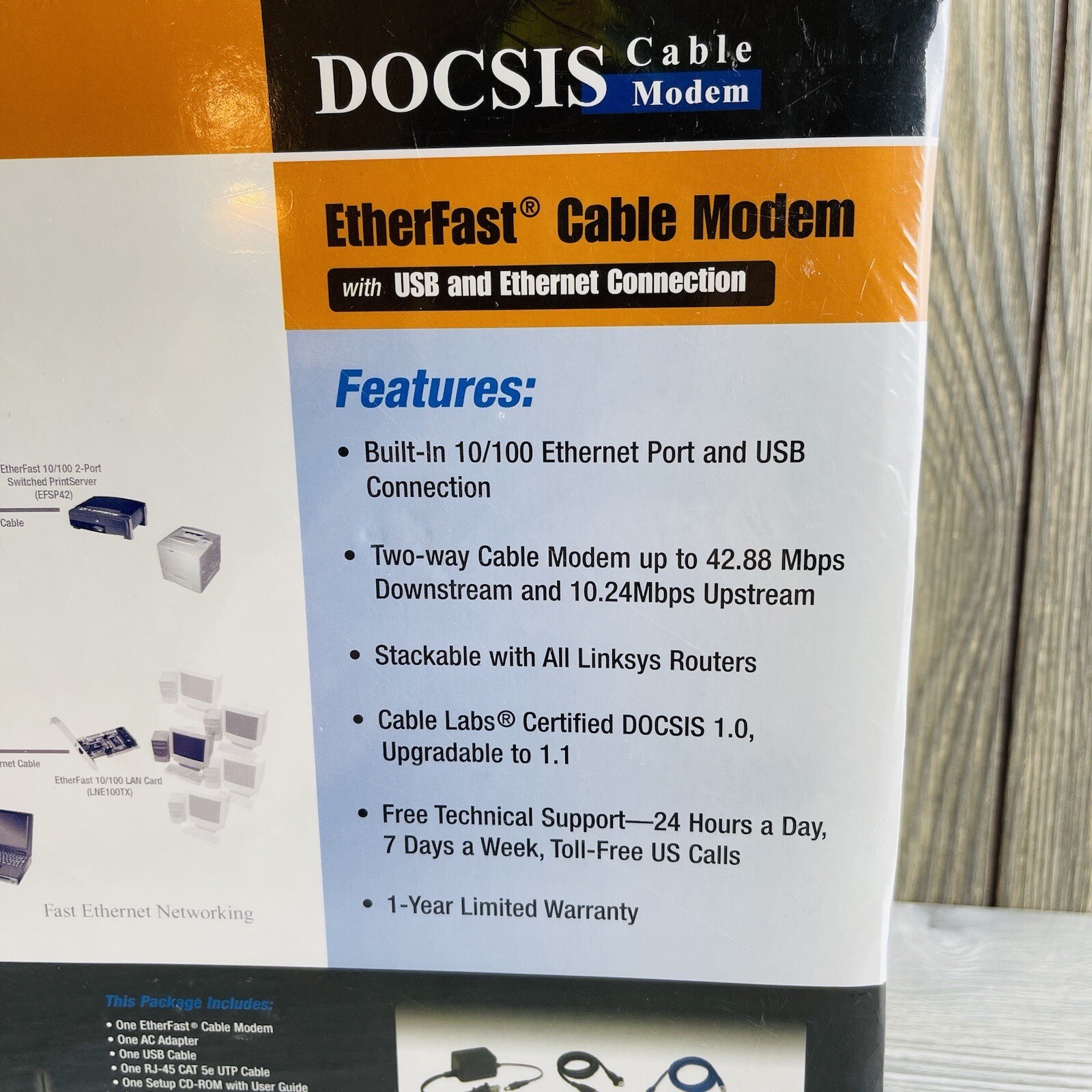 Linksys BEFCMU10 Cable Modem with Cable and USB and Ethernet Connections SEALED