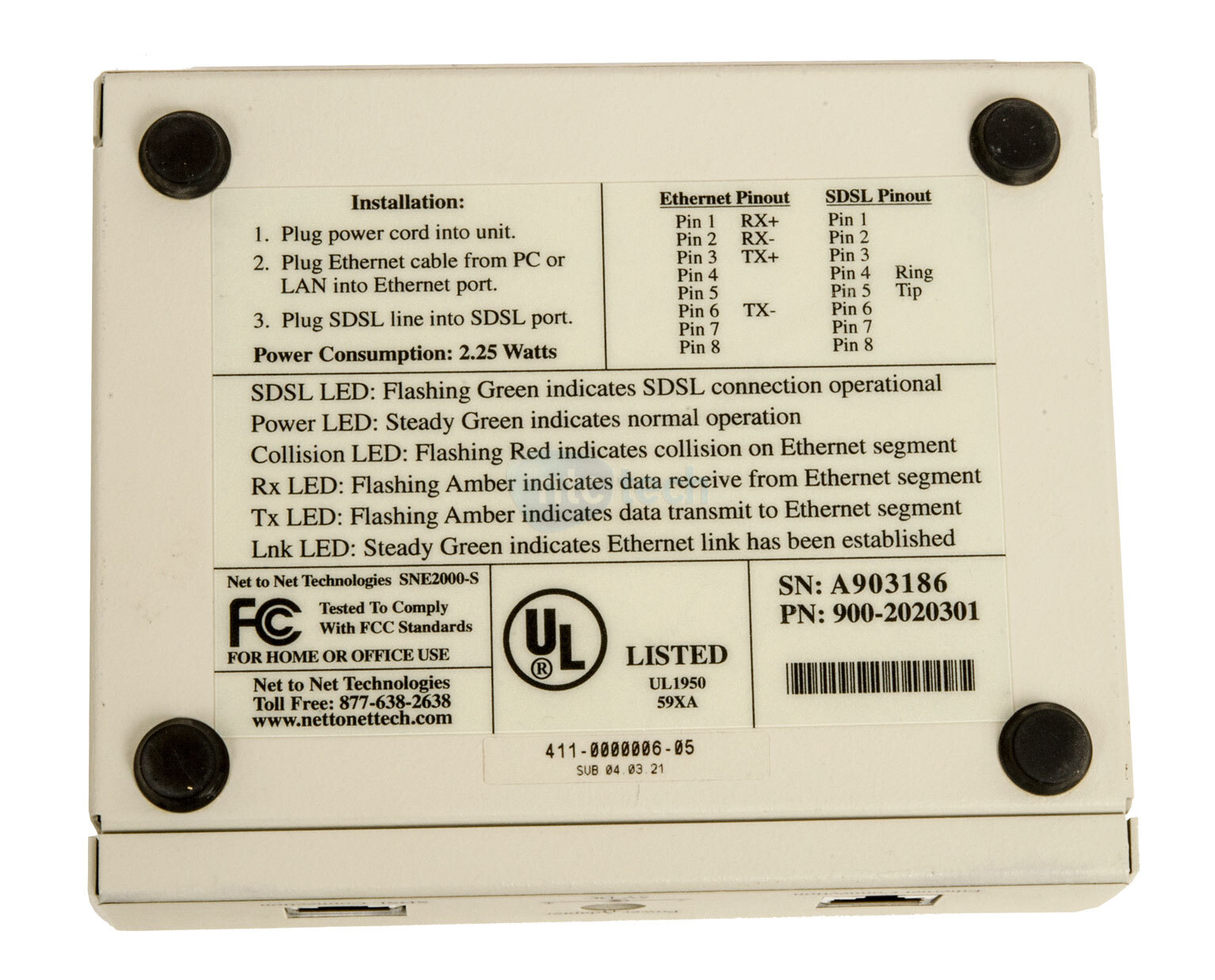 G4 Net to Net SNE2000-S SHDSL Network Extender Subscriber Unit 133-00089AD-03