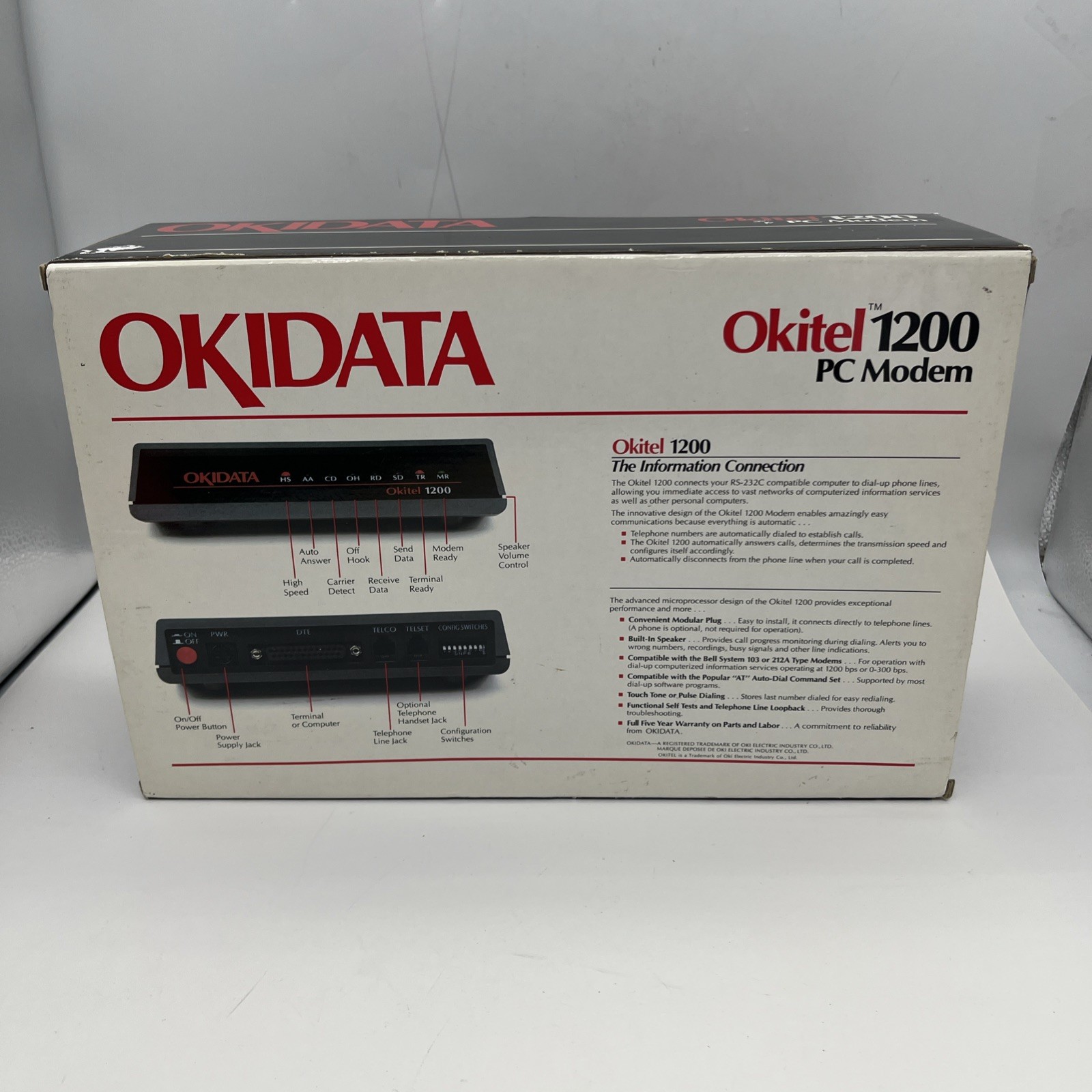 Vintage Okidata PC12P Okitel 1200 External Modem, Brand New In Box