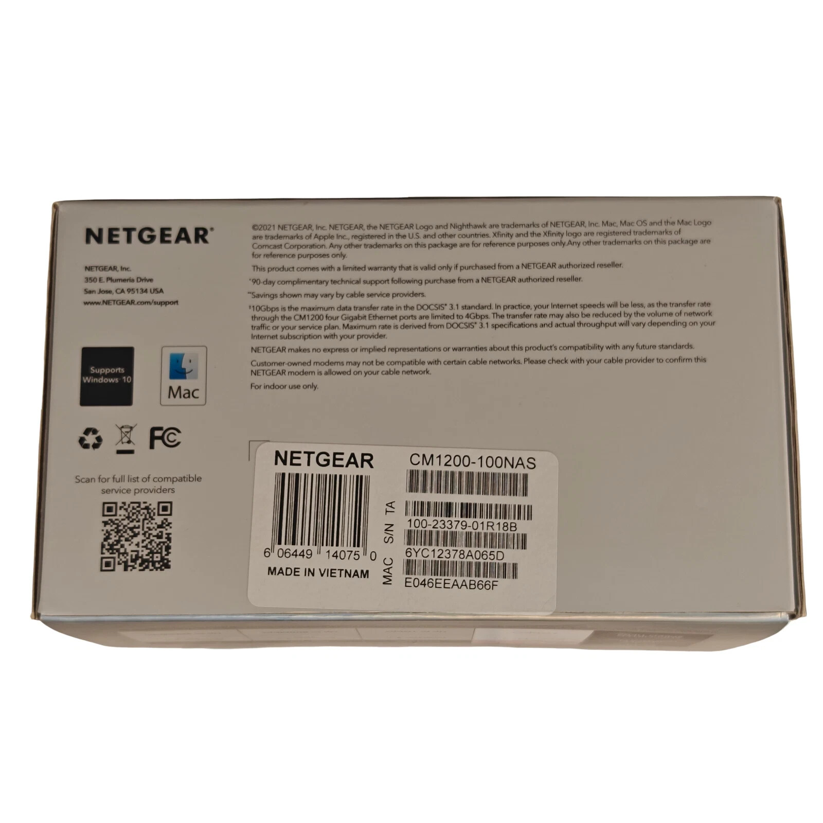 NEW – Netgear Nighthawk CM1200 DOCSIS 3.1 Cable Modem – Multi-Gig Speed – In Box