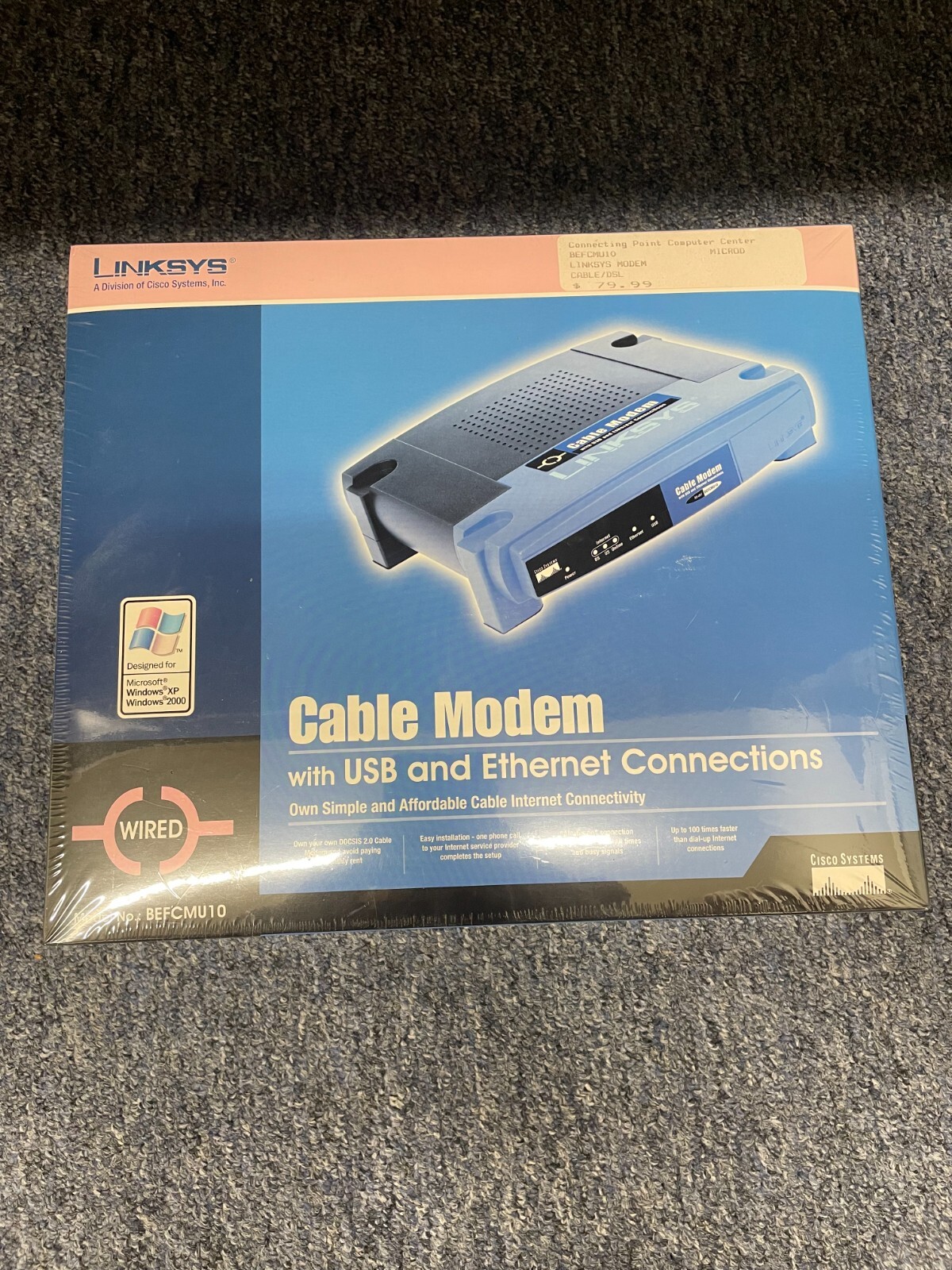 Linksys BEFCMU10 Black Blue Wired Cable Modem with USB and Ethernet Connections