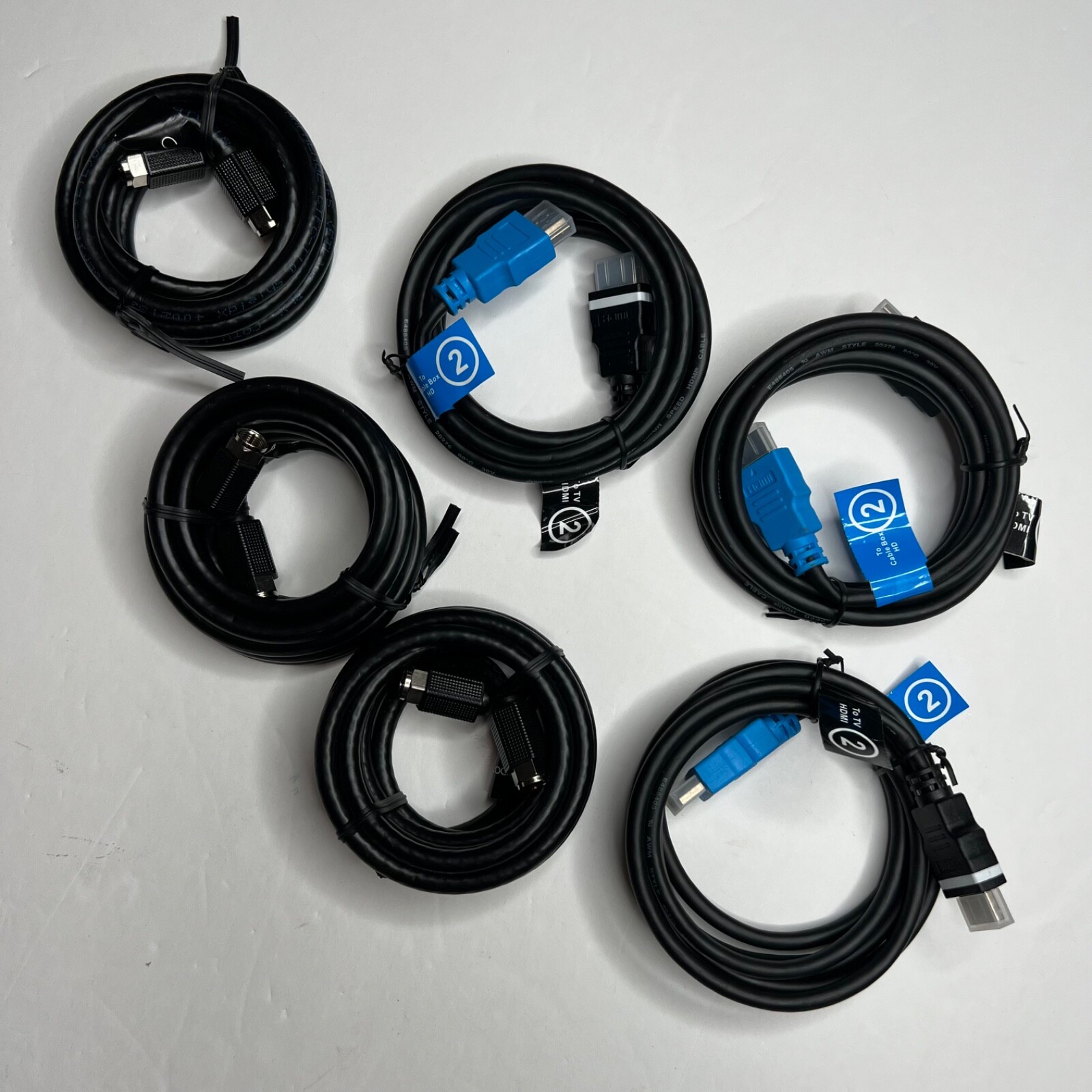 COX Communications Cables 3 Coax Cables and 3 HDMI Cables = 6 Total