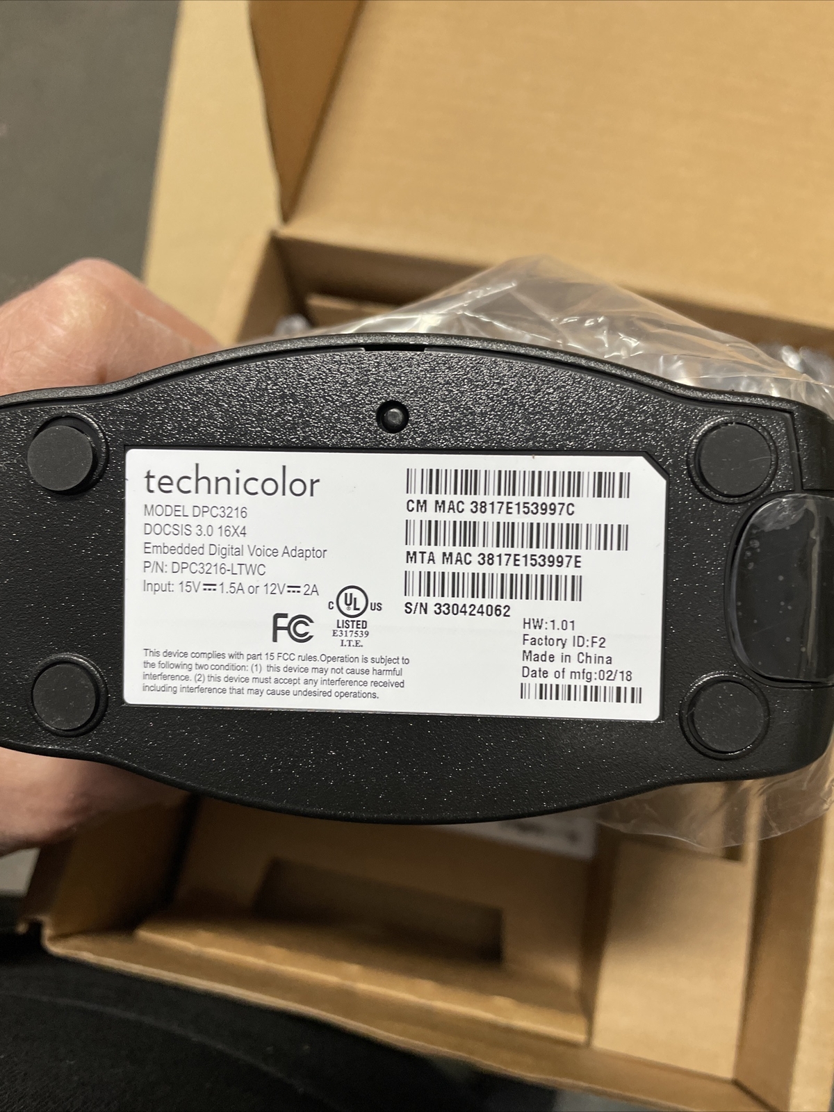 Technicolor/Cisco DPC3216 DOCSIS 3.0 16×4 Cable Modem w/ Power Adapter