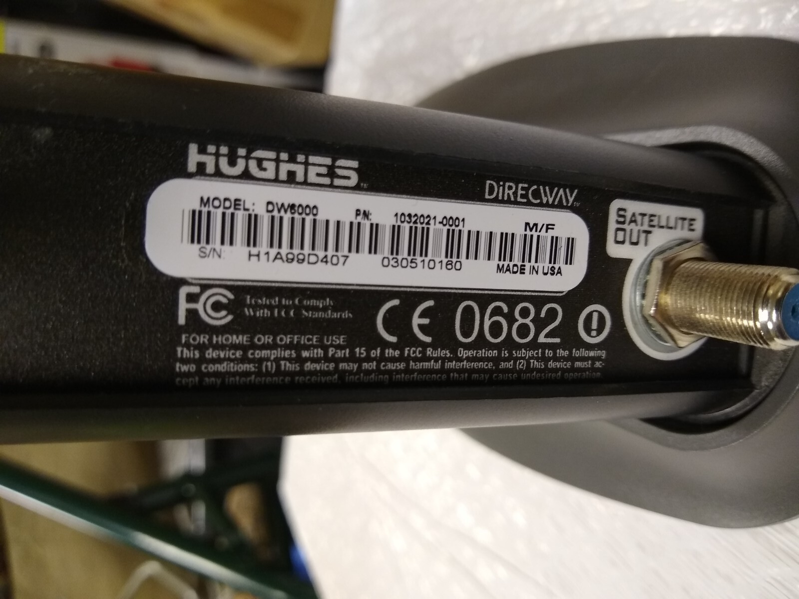 Hughes DirectWay Model DW6000 Satellite Modem with Power Adapter