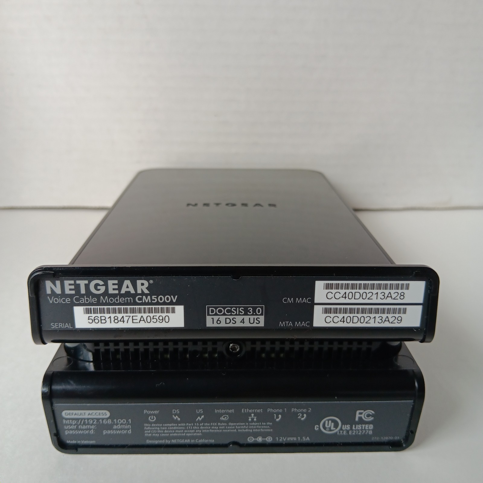NETGEAR CM500V Cable Modem for Internet & Voice–DOC SIS 3.0 680 Mbps