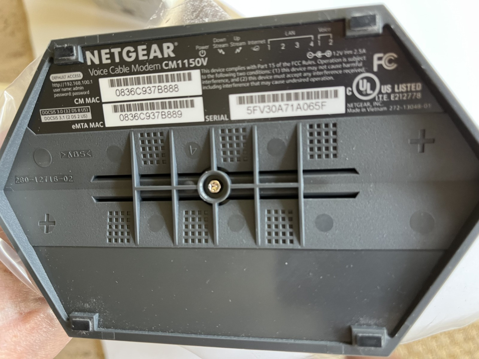 NETGEAR CM1150V Nighthawk Multi-Gig Speed Cable Modem for XFINITY Voice