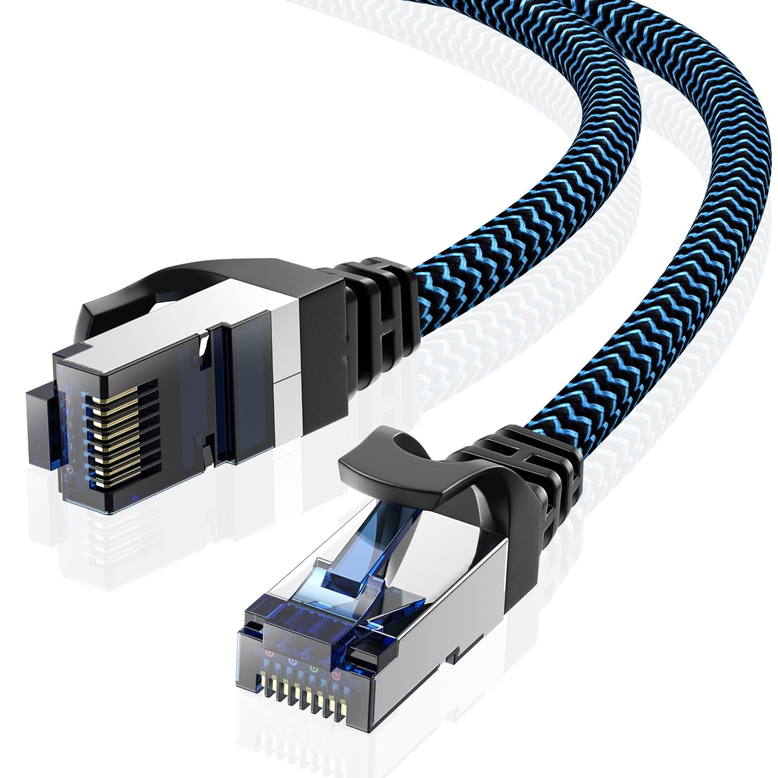 1 PCS Cat8 Ethernet Cable 30 ft High Speed 40Gbps 2000MHz Braided Blue PC