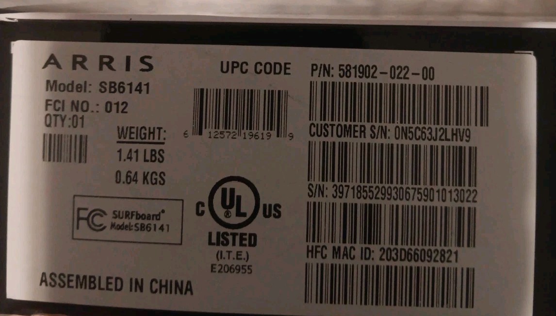 ARRIS SURFboard SB6141 Docsis 3.0 Cable Modem – 400 Series