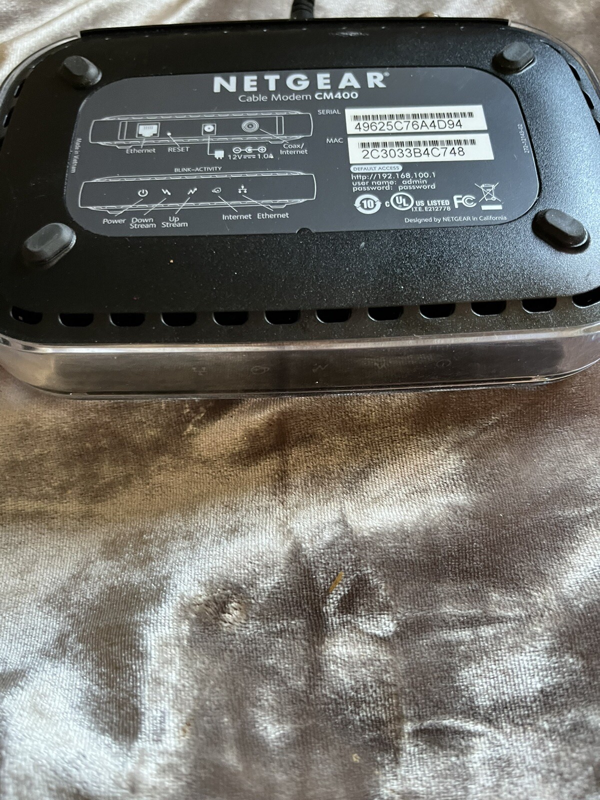 Netgear DOCSIS 30 (CM400-100NAS) 340 Mbps WORKS SEE PICS