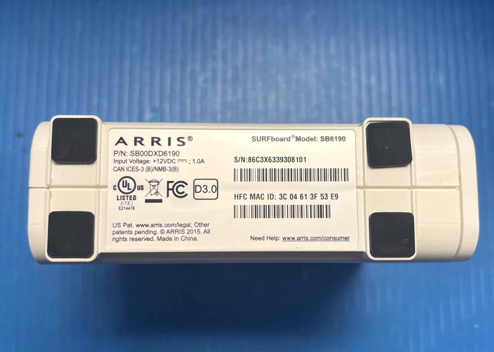 ARRIS SURFboard SB6190 DOCSIS 3.0 32 x 8 Gigabit Cable Modem