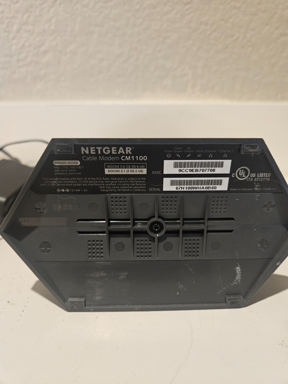 NETGEAR Nighthawk CM1100 Cable Modem – DOCSIS 3.1