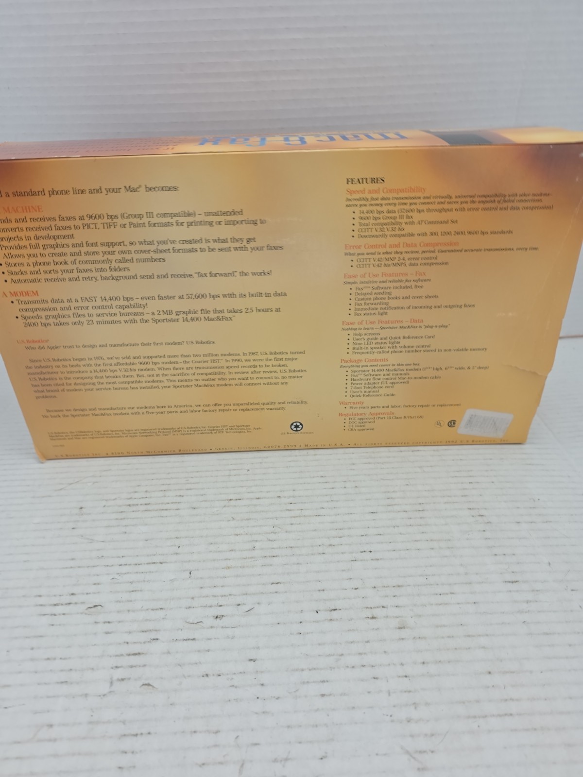 US ROBOTICS MAC&FAX SPORTSTER 14,400 FAX/DATA MODEM