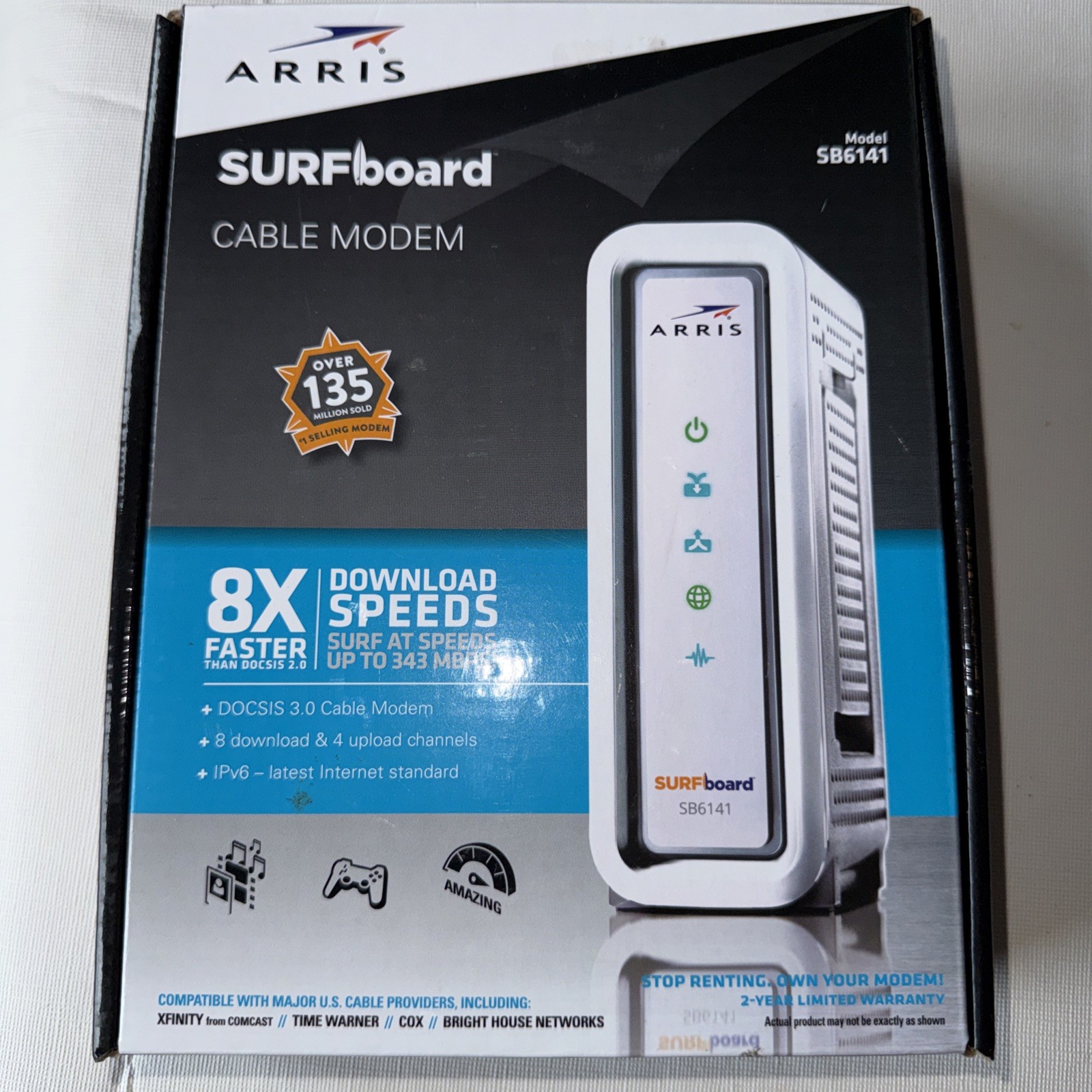 Arris SURFboard Cable Modem SB6141 DOCSIS 3.0 Open Box