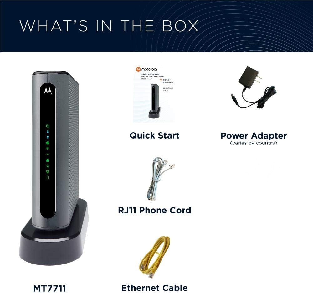 Motorola MT7711 24X8 Cable Modem and AC1900 Dual Band Wi-Fi Gigabit Router