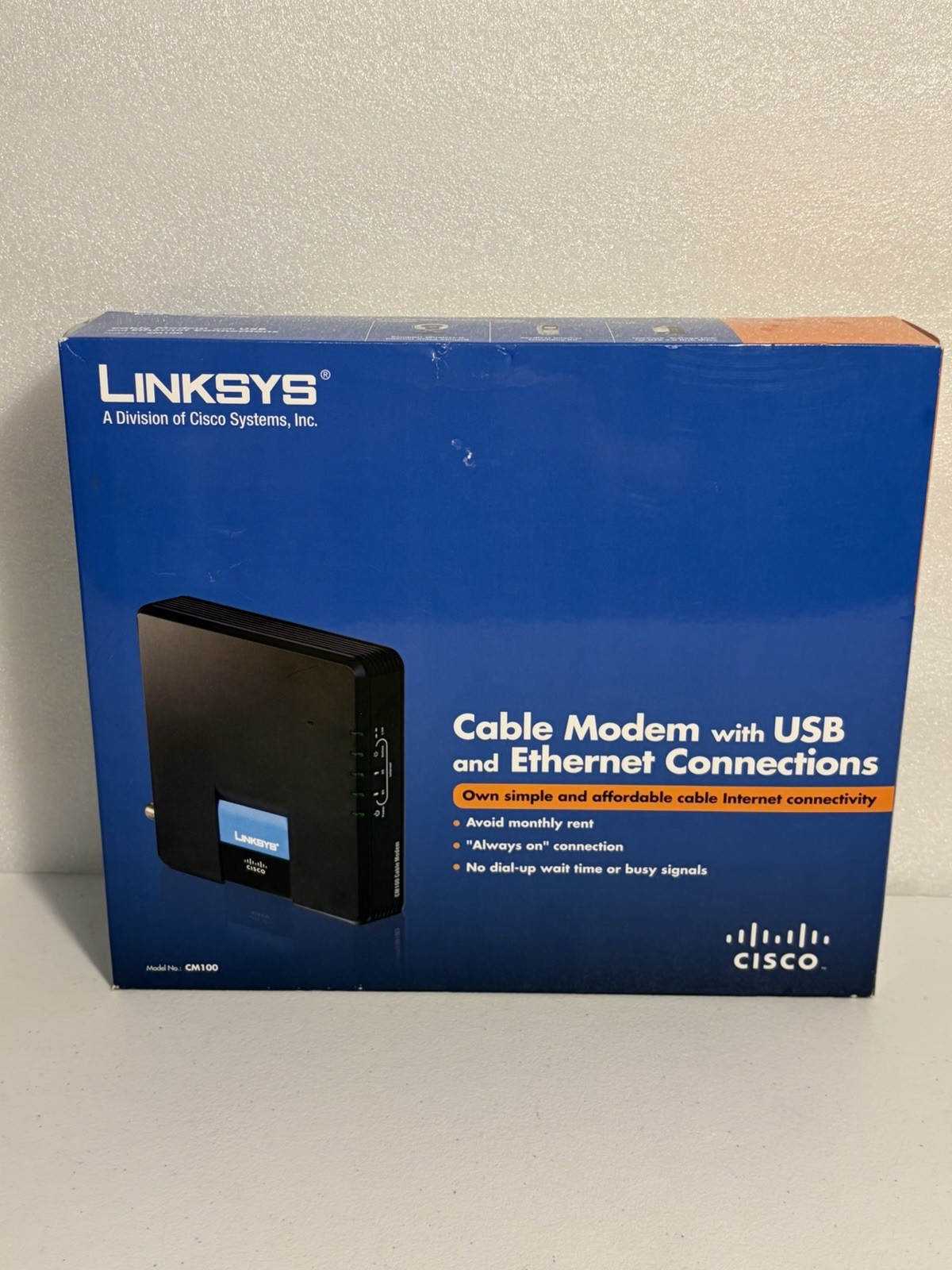 Cisco-Linksys Cable Modem with USB And Ethernet Connections Model #CM100