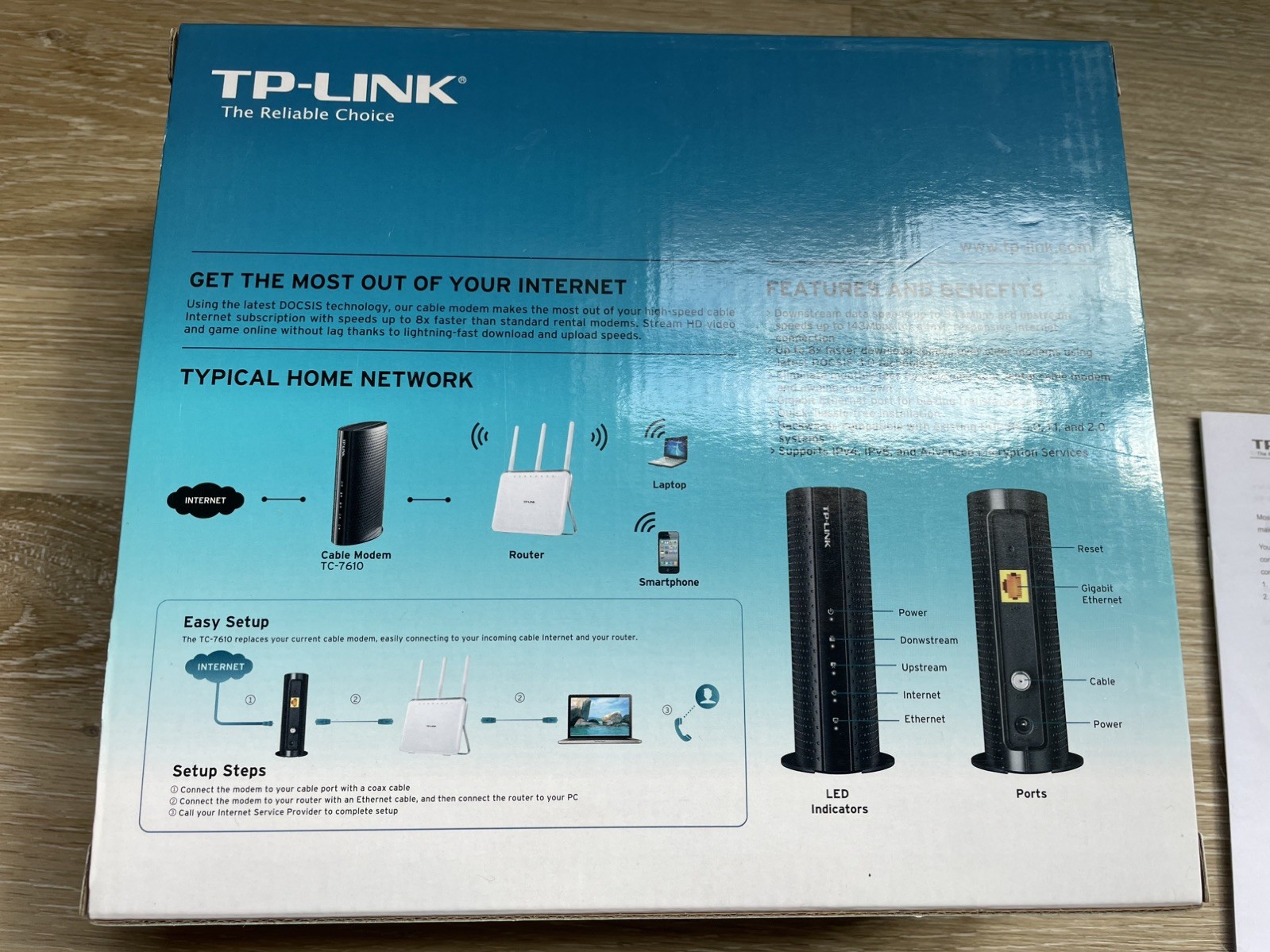 TP-Link TC-7610 300Mbps Wireless N DOCSIS 3.0 High Speed Cable Modem Gigabit NEW