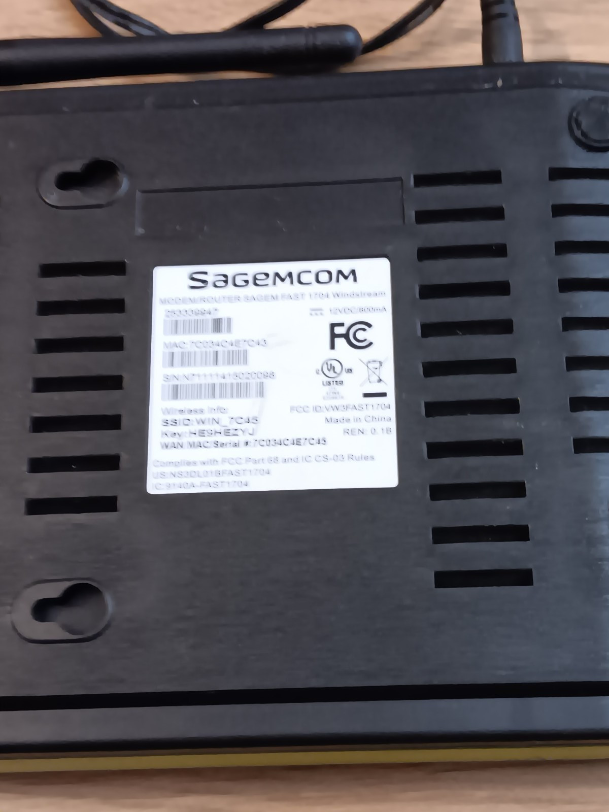 Windstream Sagemcom Modem w/ Power Cord Lot 12 VDC 800mA 253339947 1704 Sagem