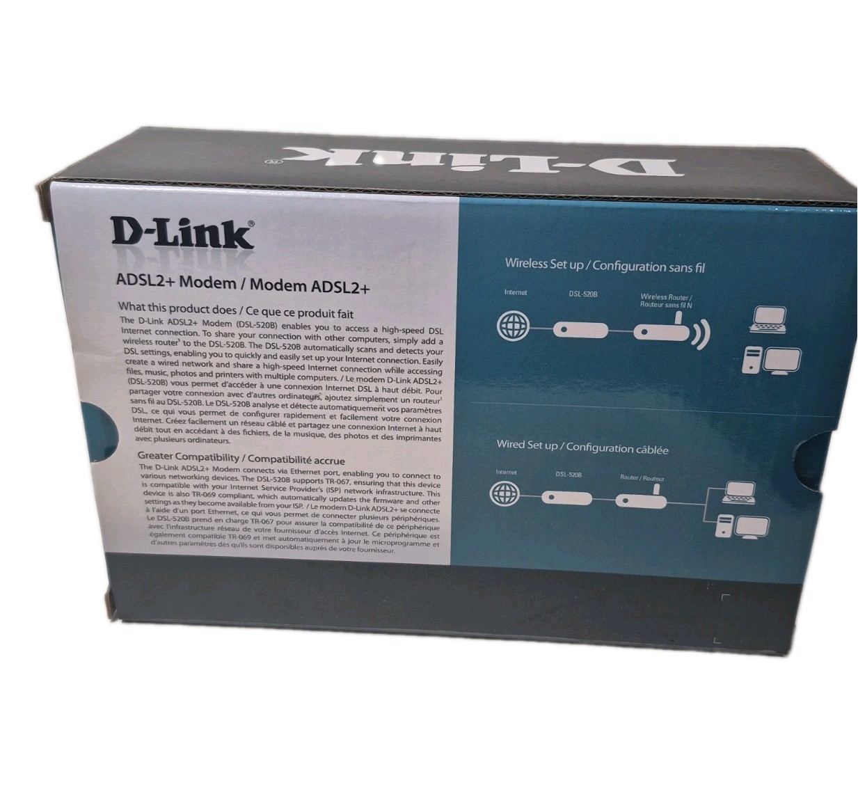 D-Link ADSL2+modem (DSL-520B) Broadband Faster DSL Connection New Open Box